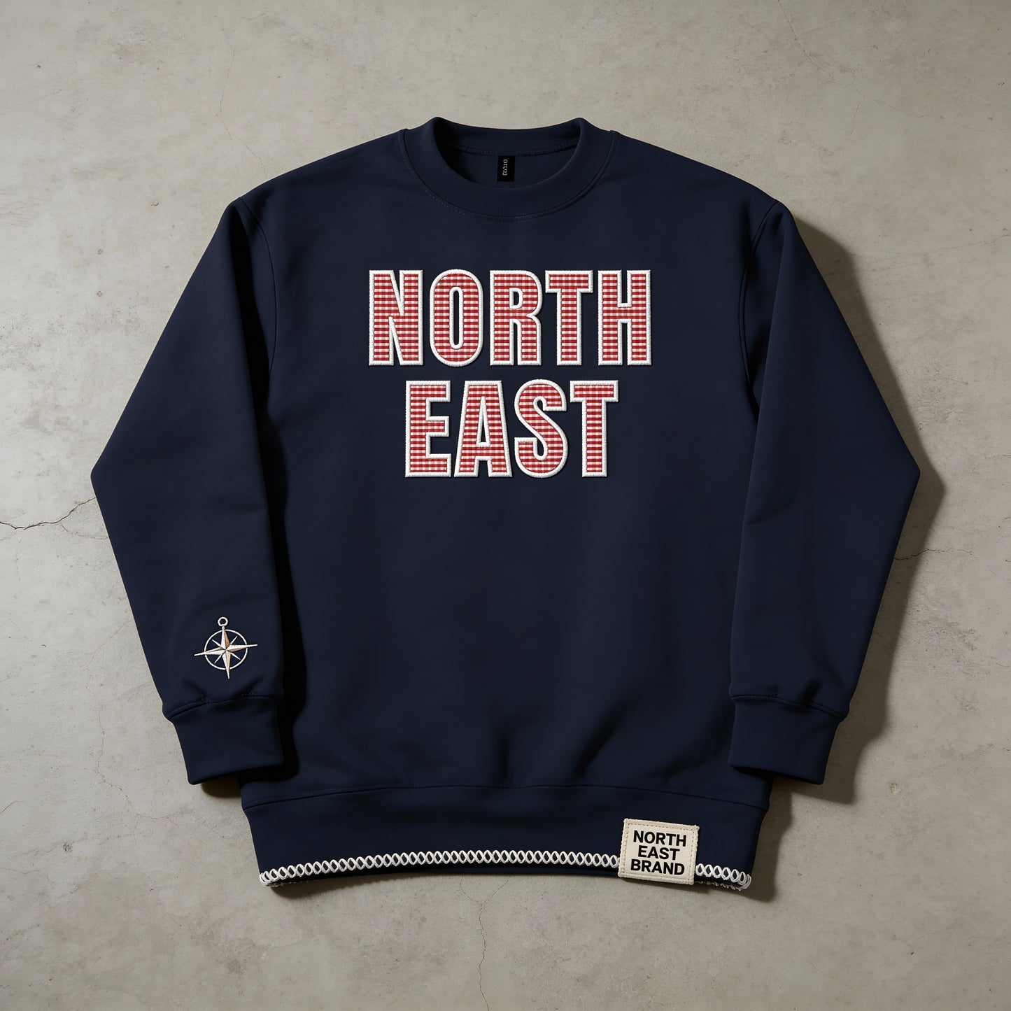 Gingham By The Sea - Navy Blue Crewneck Sweatshirt